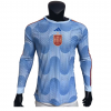 maillot Spain 2022 extérieur bleu Player Version manches longues