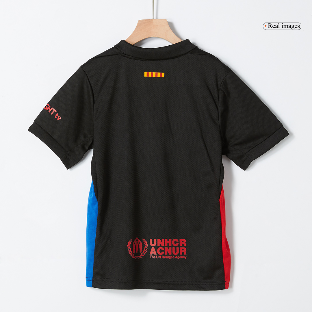 Barcelona 2024/25 extérieur Black logo Spotify sans texte Kids Kit