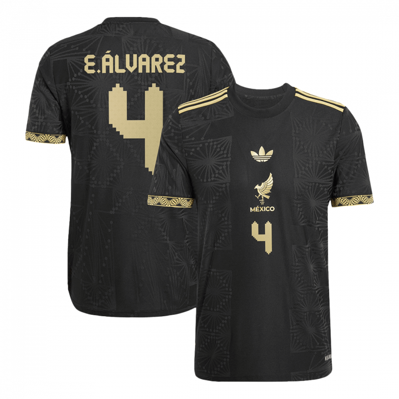 maillot E.ALVAREZ #4 Mexico 2025 troisième noir Player Version