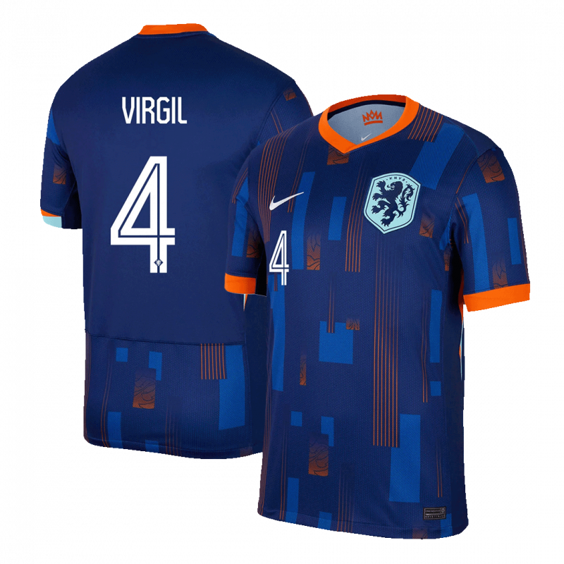 maillot VIRGIL #4 Netherlands 2024 extérieur bleu