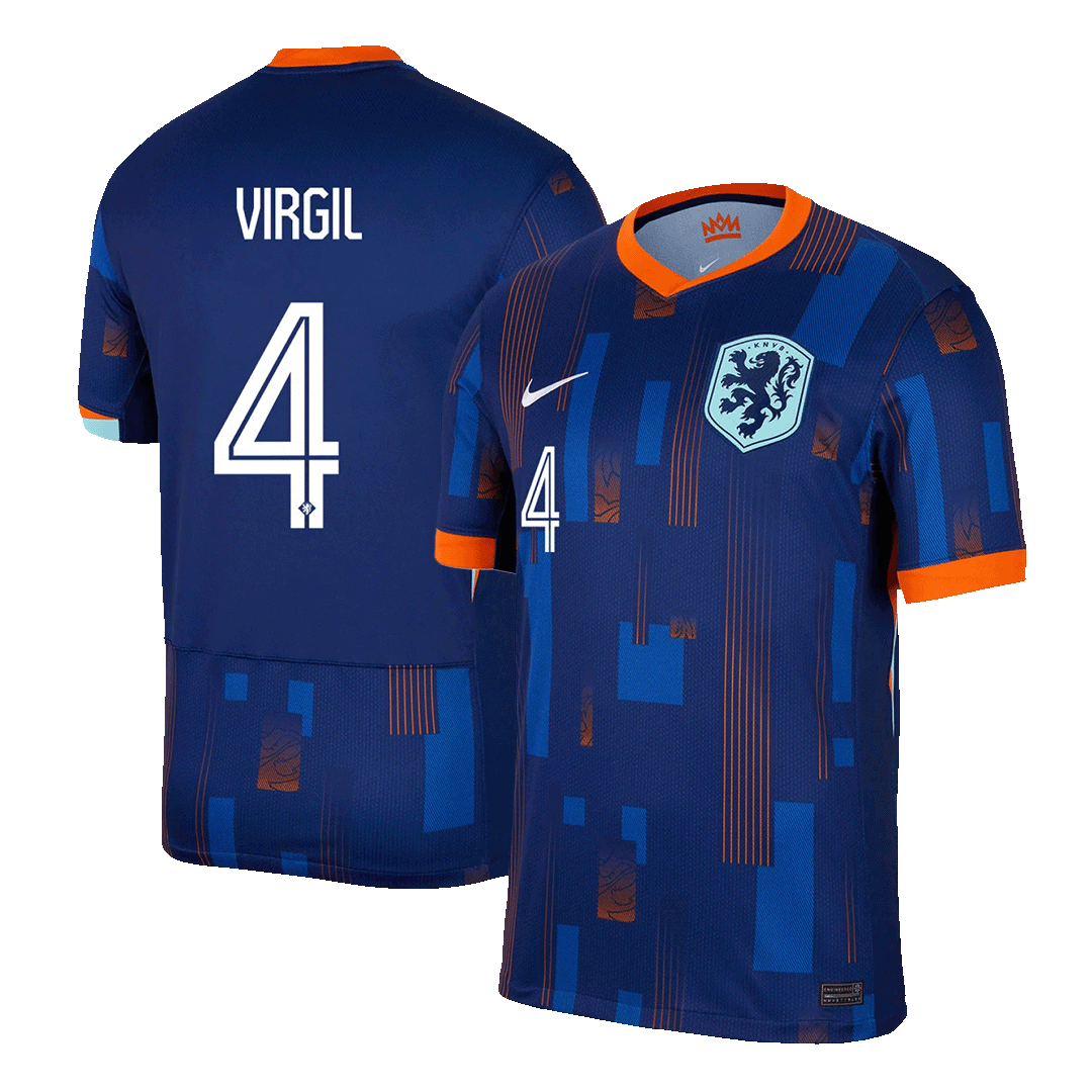 maillot VIRGIL #4 Netherlands 2024 extérieur bleu