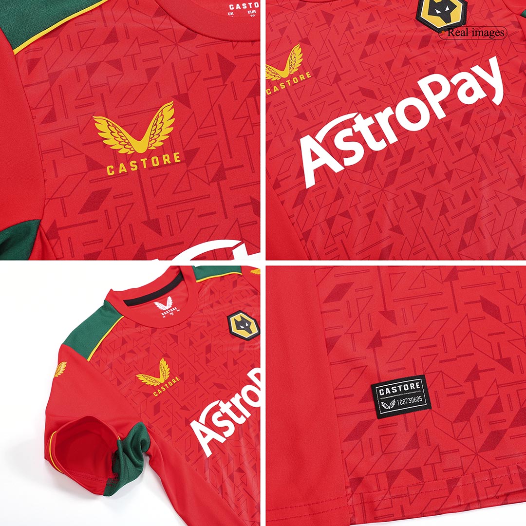 kit enfant Wolverhampton Wanderers 2023/24 extérieur rouge