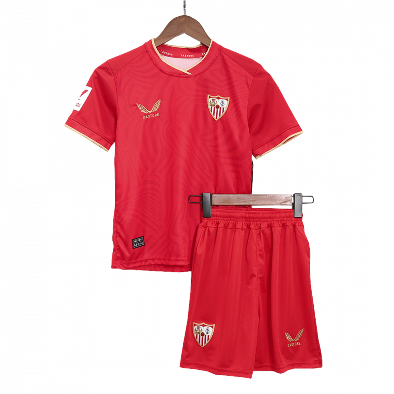 kit enfant Sevilla 2023/24 extérieur rouge