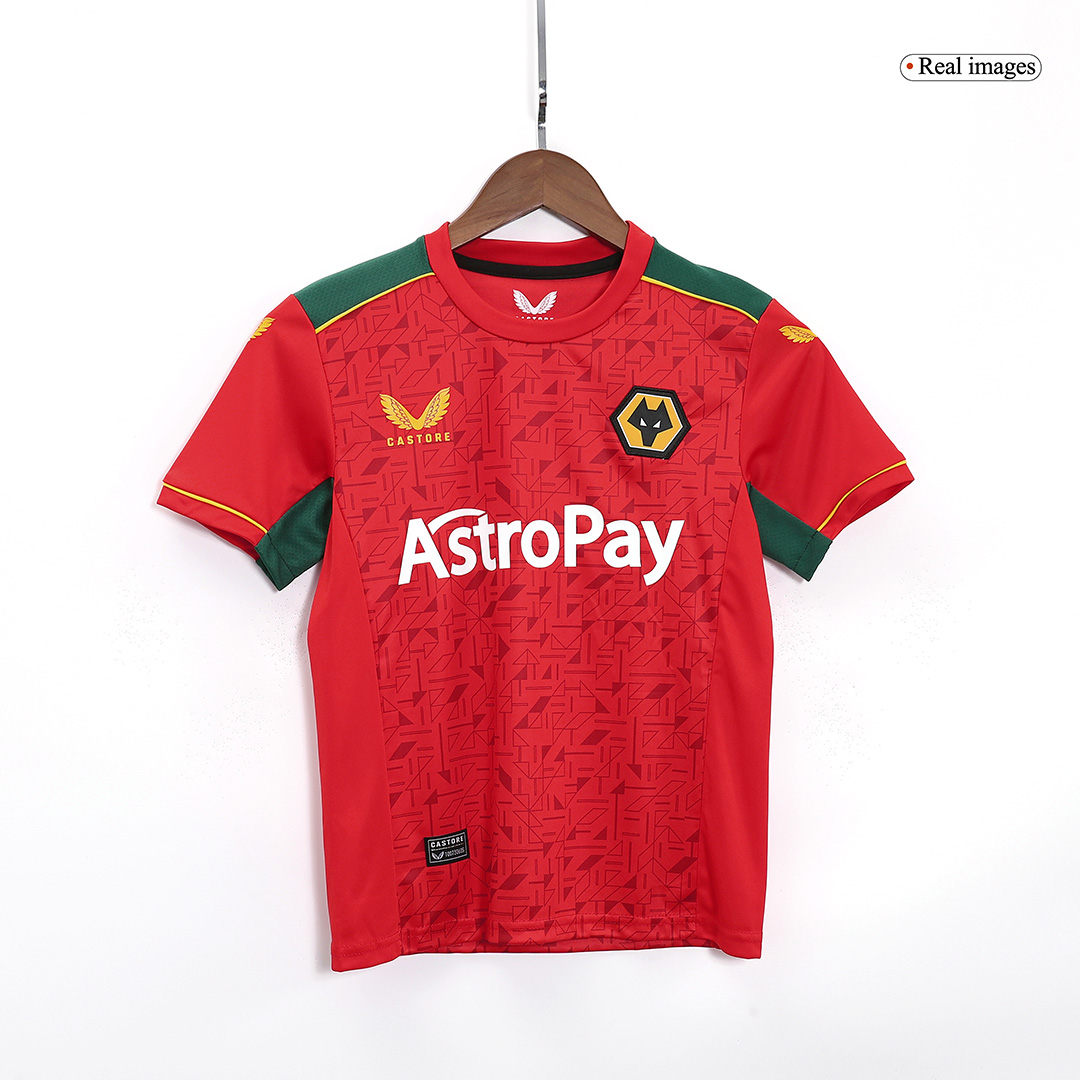 kit enfant Wolverhampton Wanderers 2023/24 extérieur rouge