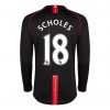 maillot SCHOLES #18 Manchester United 2007/08 extérieur noir manches longues Retro