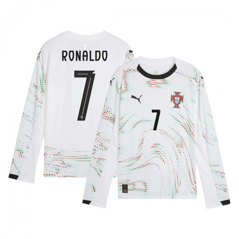 maillot RONALDO #7 Portugal 2025 extérieur blanc manches longues