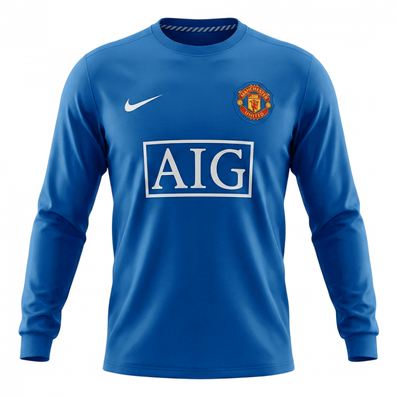 maillot Manchester United 2008/09 troisième bleu manches longues Retro