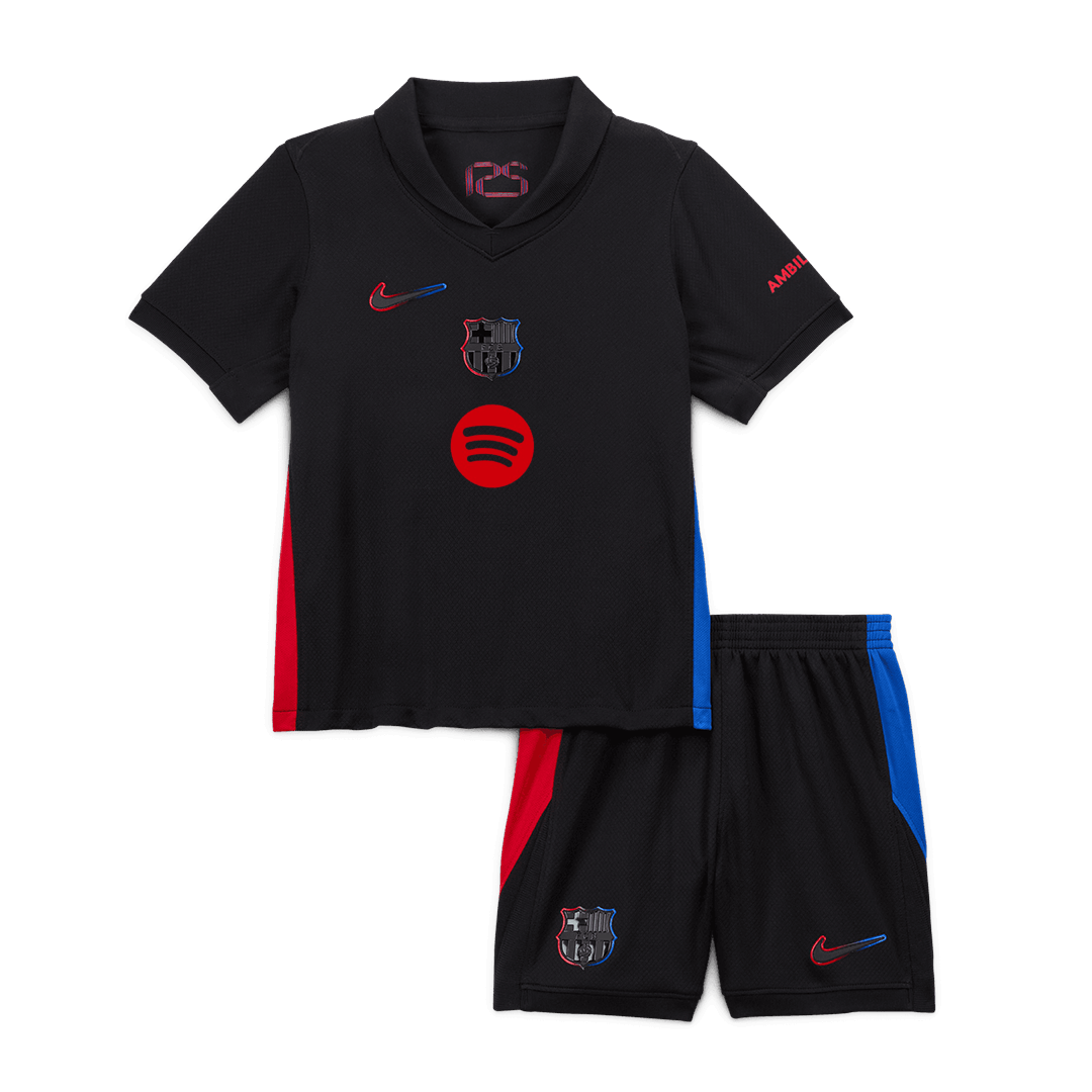 Barcelona 2024/25 extérieur Black logo Spotify sans texte Kids Kit