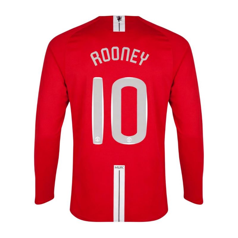 maillot ROONEY #10 Manchester United 2007/08 domicile rouge manches longues UCL Retro