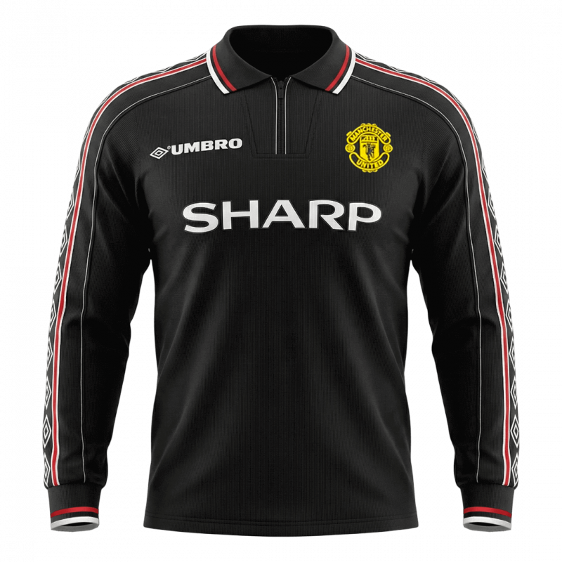 maillot Manchester United 1998 extérieur noir manches longues Retro