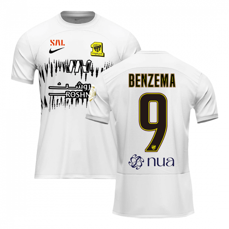 maillot BENZEMA #9 Al Ittihad Saudi 2023/24 extérieur blanc