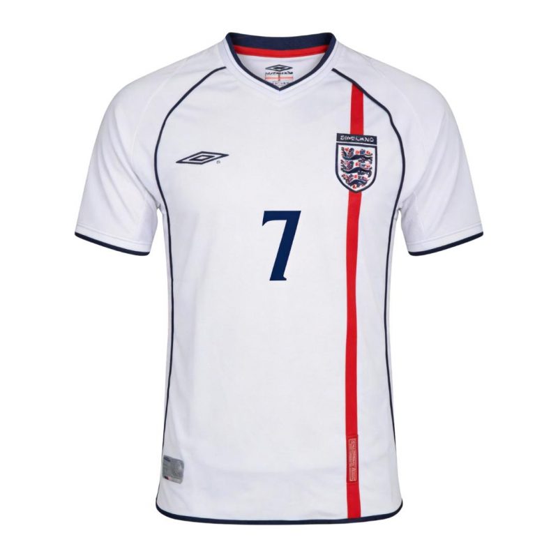 maillot BECKHAM #7 England 2002 domicile blanc Retro
