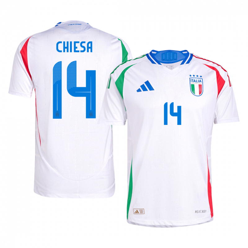 maillot CHIESA #14 Italy 2024 extérieur blanc Player Version