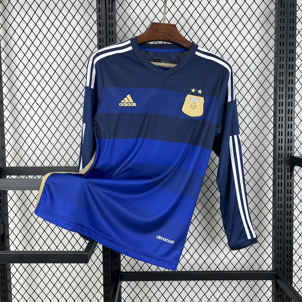 Argentine maillot foot 2014 manches longues Retro Jersey