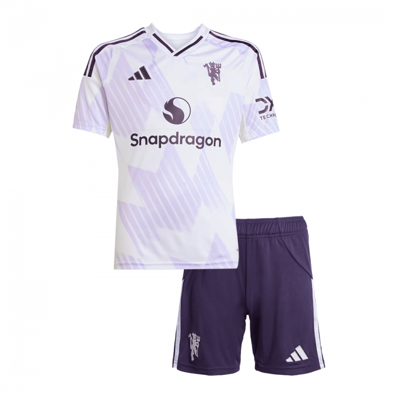 kit enfant Manchester United 2025/26 extérieur blanc