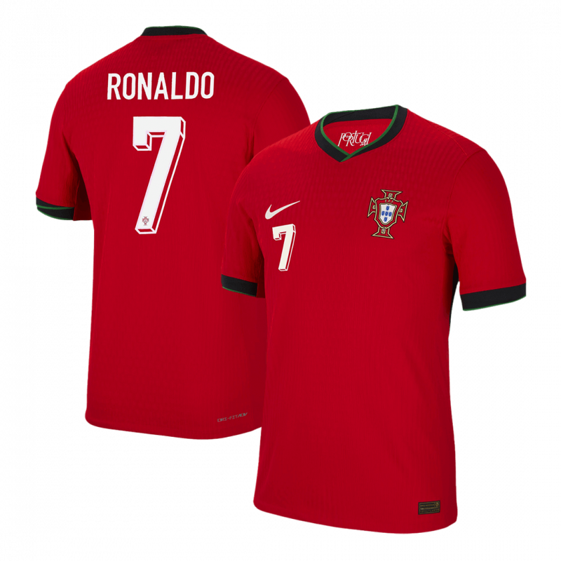 maillot RONALDO #7 Portugal 2024 domicile rouge Player Version