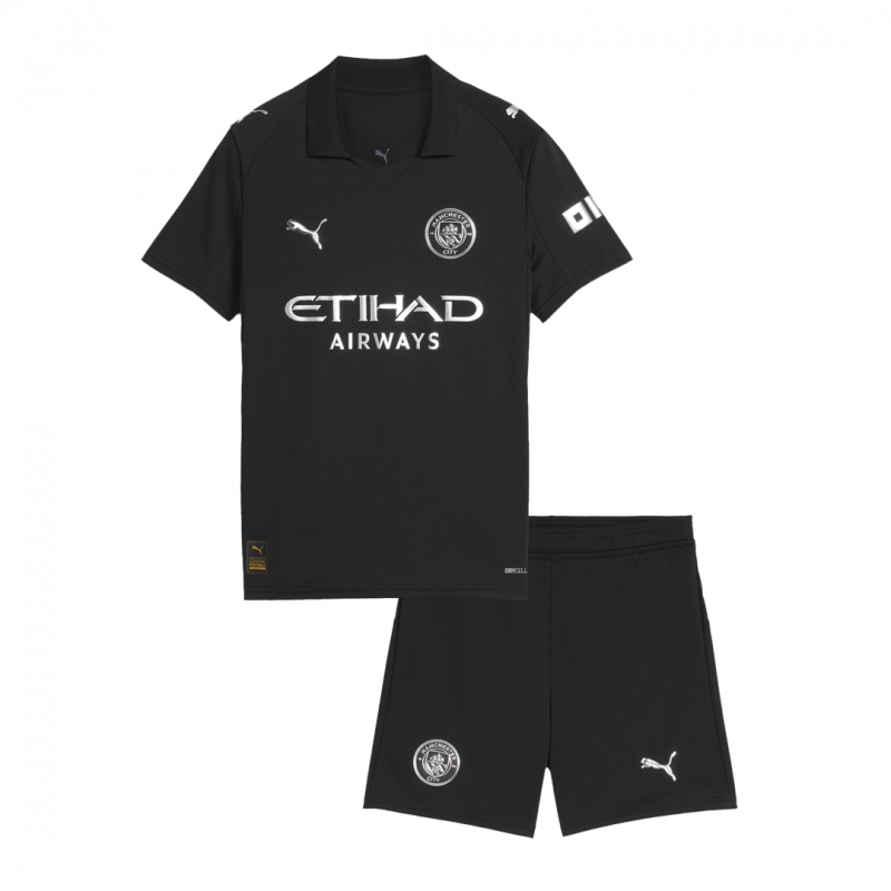 kit enfant Manchester City 2025/26 extérieur noir