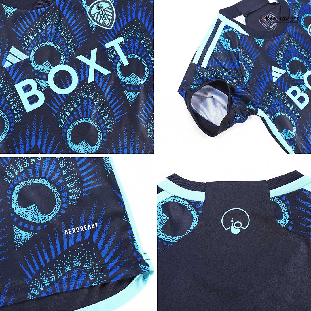 kit enfant Leeds United 2023/24 extérieur bleu