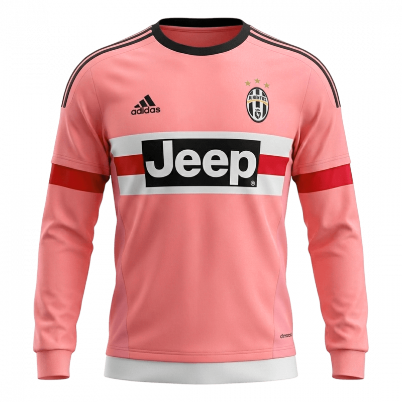 maillot Juventus 2015/16 extérieur rose manches longues Retro