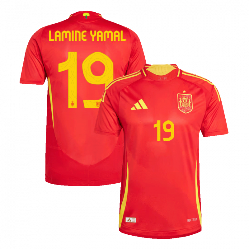 maillot LAMINE YAMAL #19 Spain 2024 domicile rouge Player Version