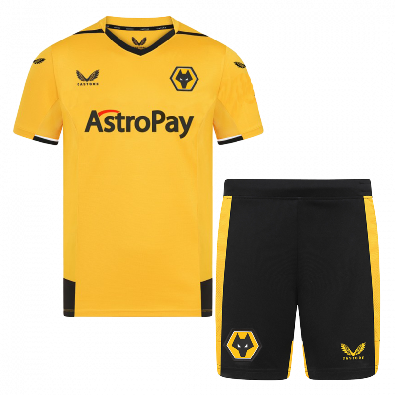 kit enfant Wolverhampton Wanderers 2022/23 domicile jaune