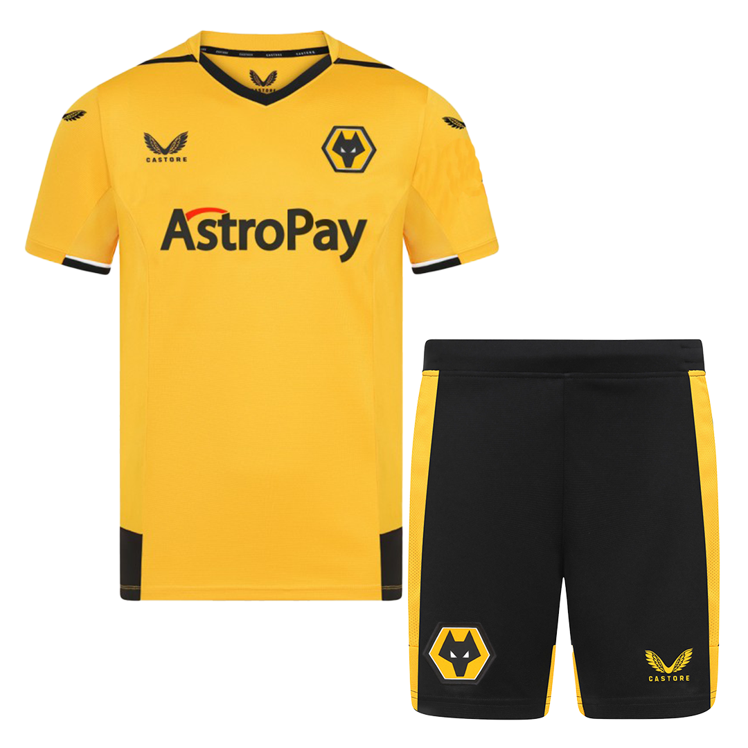 kit enfant Wolverhampton Wanderers 2022/23 domicile jaune