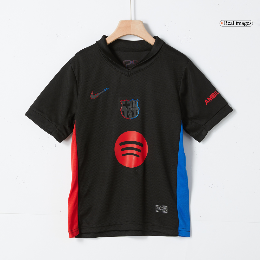 Barcelona 2024/25 extérieur Black logo Spotify sans texte Kids Kit