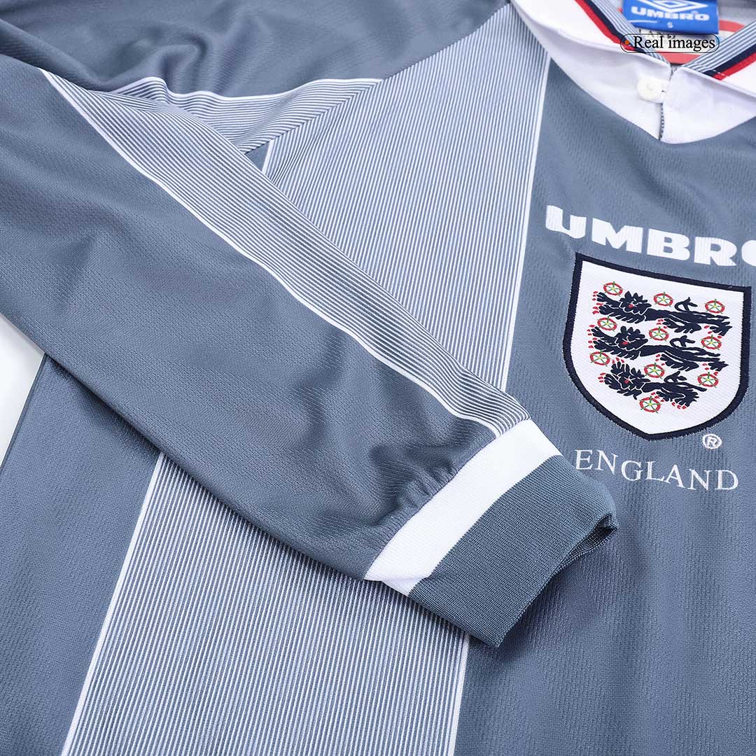 maillot England 1996 extérieur gris manches longues Retro