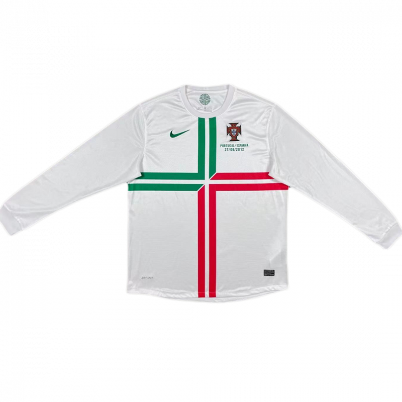 maillot Portugal 2012 extérieur blanc manches longues Retro