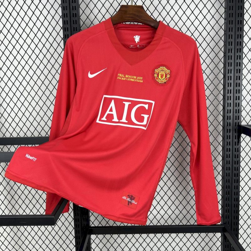 Manchester United 2007/08 manches longues Maillot rétro