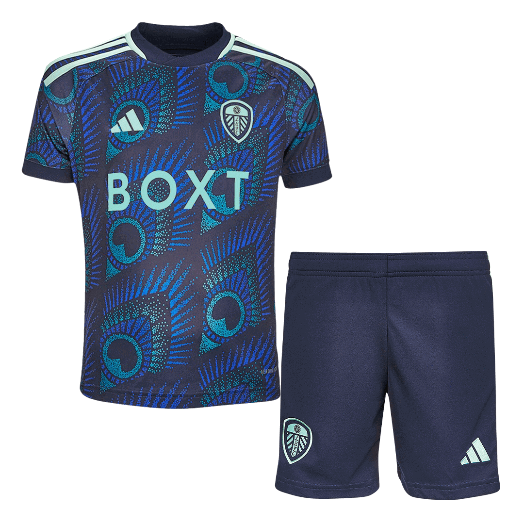 kit enfant Leeds United 2023/24 extérieur bleu