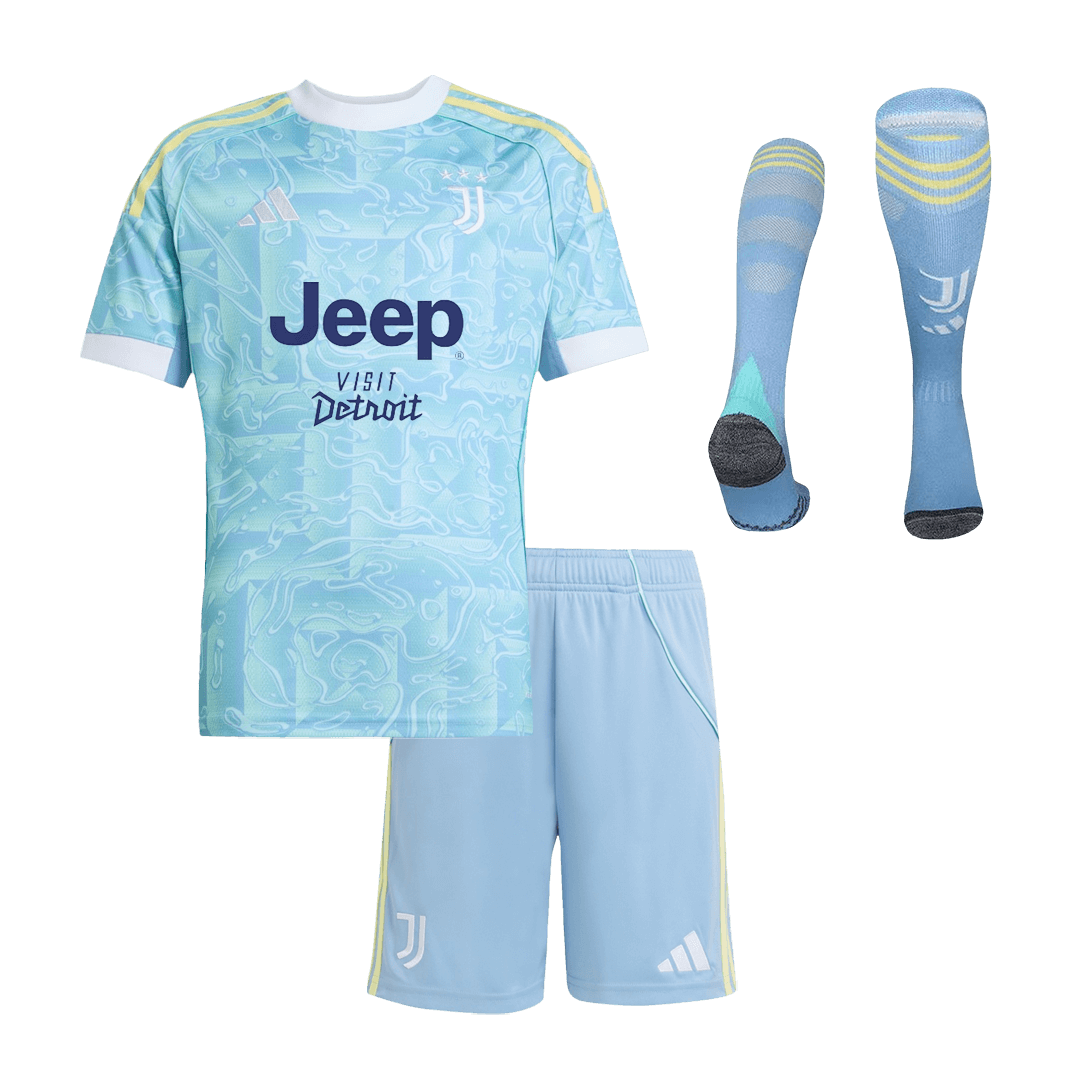 kit enfant Juventus 2025/26 extérieur bleu