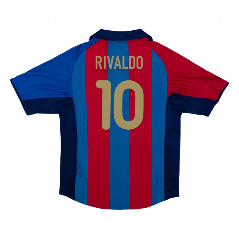 maillot RIVALDO #10 Barcelona 2001/02 domicile bleu Retro