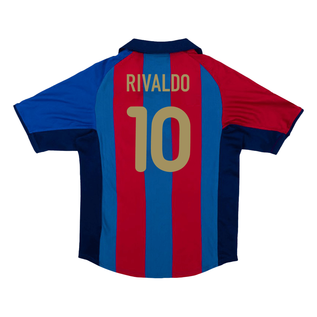 maillot RIVALDO #10 Barcelona 2001/02 domicile bleu Retro
