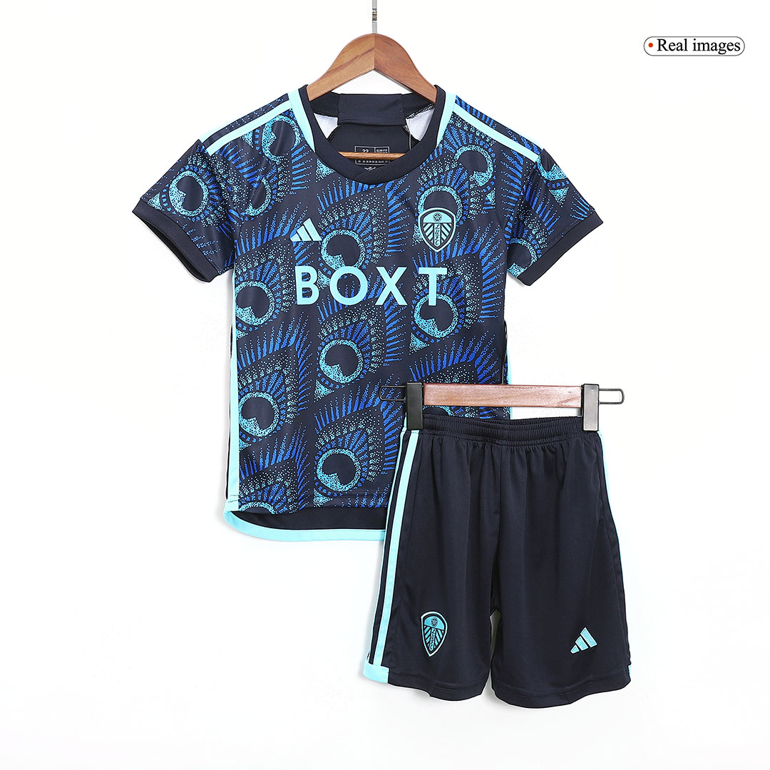 kit enfant Leeds United 2023/24 extérieur bleu