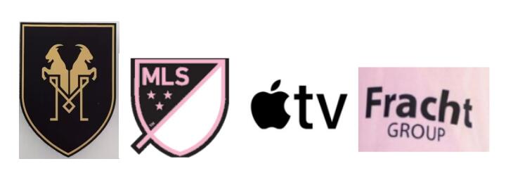 MESSI 'GOAT' badge & Inter Miami MLS domicile badge & Apple TV(noir) & Fracht Group(noir)