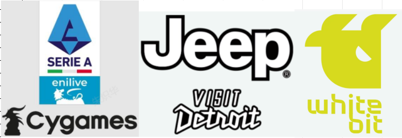 24/26 Serie A badge & Cygames Sponsor(domicile) & Juventus Jeep x Visit Detroit Sponsor (domicile) & blanc Bit Sponsor(jaune)