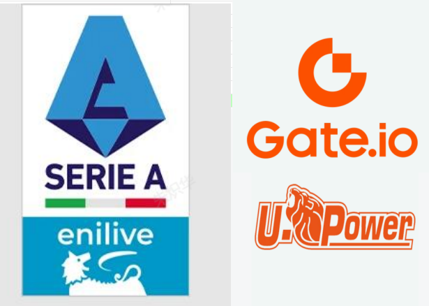 25/26 Serie A badge & 25/26 U.Power & Gate.io