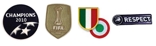 UCL Champion 2010 & Club Coupe du monde 2010 & Scudetto & Coppa Italia & Respect (09-11) badge
