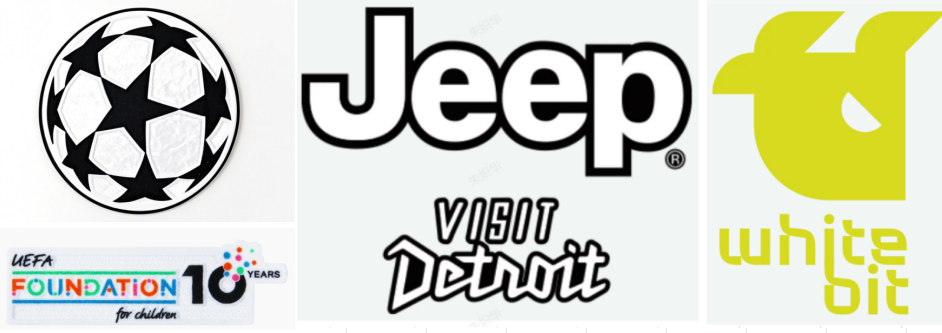 25/26 UCL & badge Fondation UEFA 10 ans & Juventus Jeep x Visit Detroit Sponsor (domicile) & blanc Bit Sponsor(jaune)