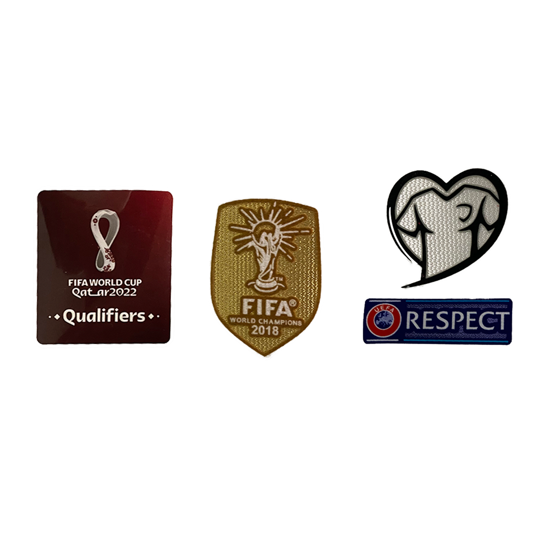 2022 Coupe du monde qualifications & 2018 WC Champion(jaune) & Play With Heart & badges Respect