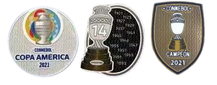 Copa America 2021 & 14 Cup badges & CONMEBOL CAMPEON 2021 badge