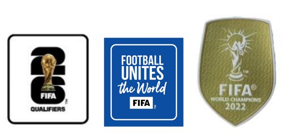 2026 Coupe du monde qualifications & Football Unites The World & 2022 Coupe du monde Champion badge