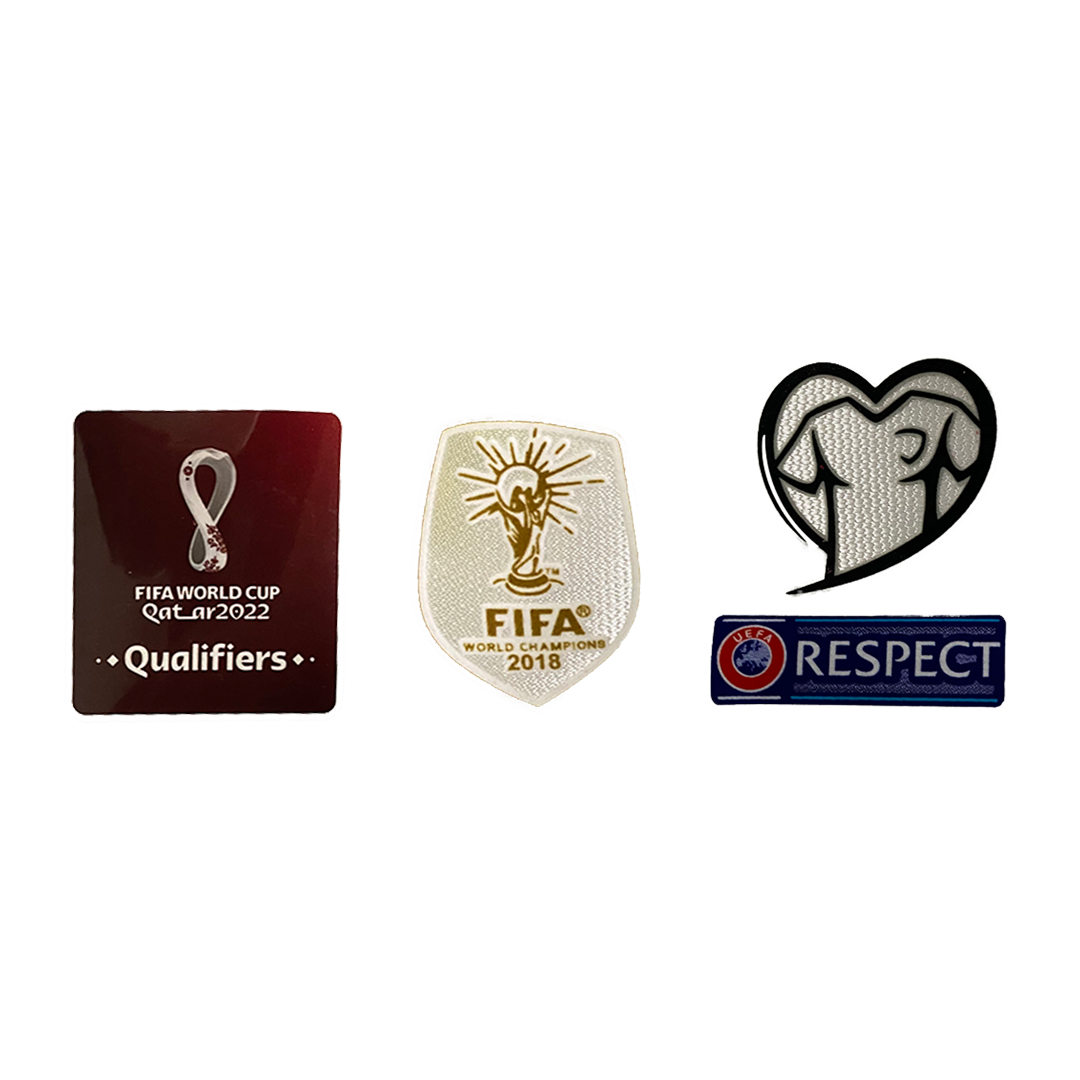 2022 Coupe du monde qualifications & 2018 WC Champion(blanc) & Play With Heart & badges Respect