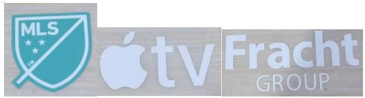 2024 Inter Miami vert MLS badge & Apple TV & Fracht Group