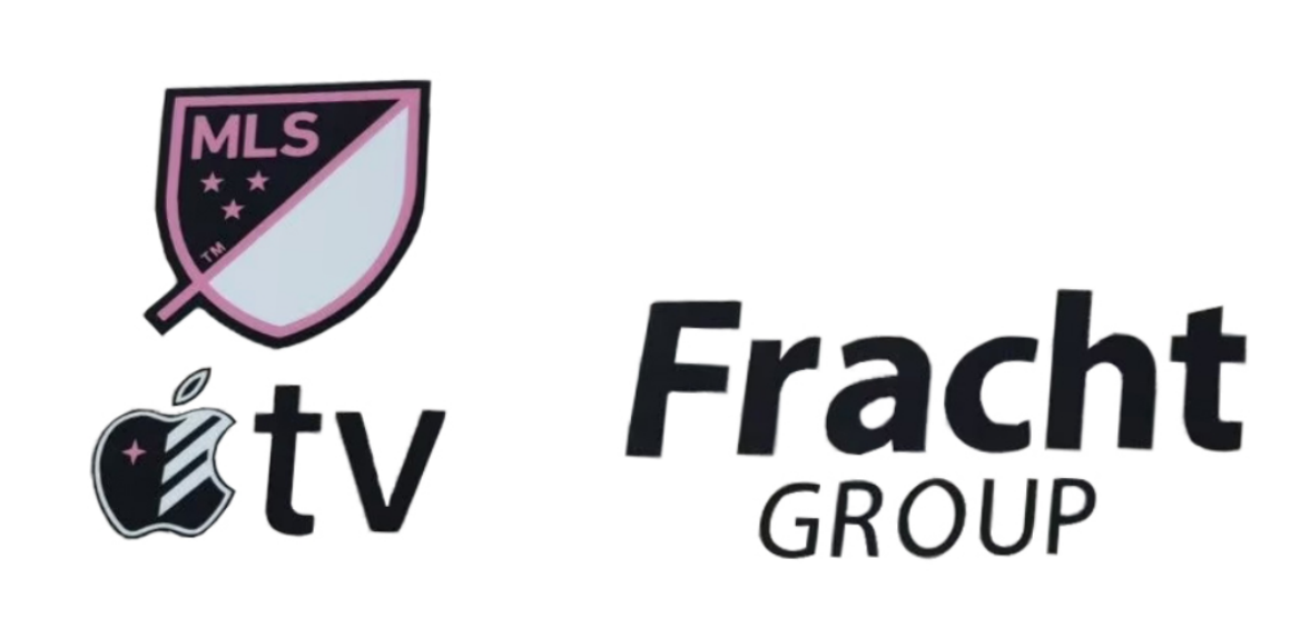 2025 Inter Miami MLS domicile badge & Apple TV(noir & blanc) & Fracht Group(noir)