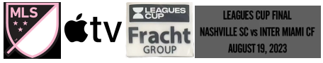 Inter Miami MLS domicile badge & Apple TV & Leagues Cup 2023 & Fracht Group & Leagues Cup Final badge