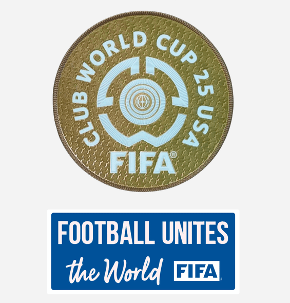 Club Coupe du monde 25 USA badge & FOOTBALL UNITES the world (bleu) badge