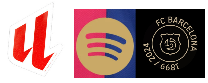 badge La Liga 24/25 & logo Spotify sans texte (doré) & Barcelona 125th anniversaire & AMBILIGHT tv