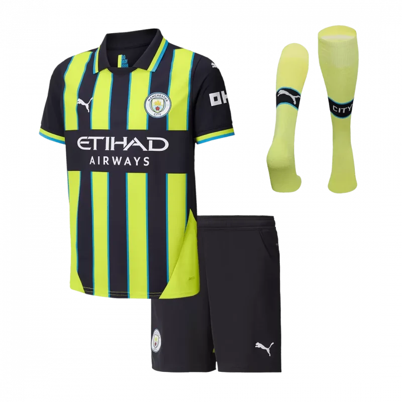 Manchester City extérieur Kids maillot de footballs kit complet